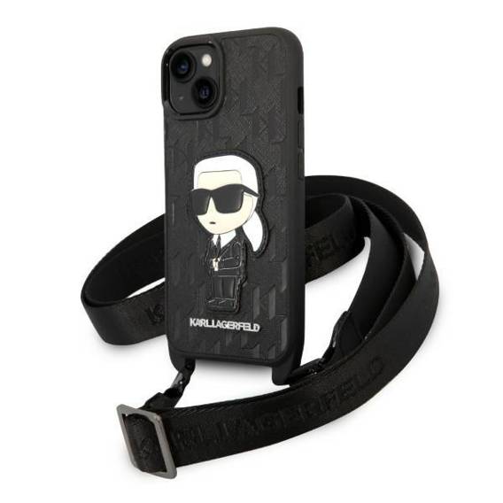 Oryginalne Etui IPHONE 14 PLUS Karl Lagerfeld Hardcase Monogram Ikonik Patch (KLHCP14MSTKMK) czarne