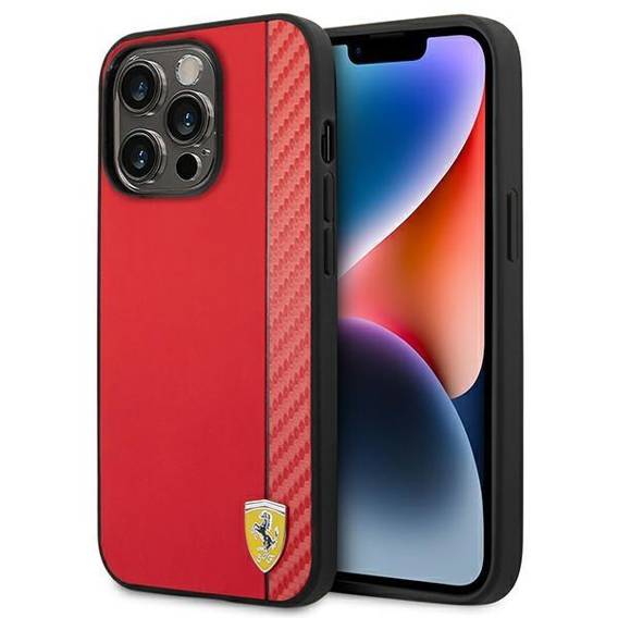 Oryginalne Etui IPHONE 14 PRO Ferrari Hardcase Carbon (FEHCP14LAXRE) czerwone