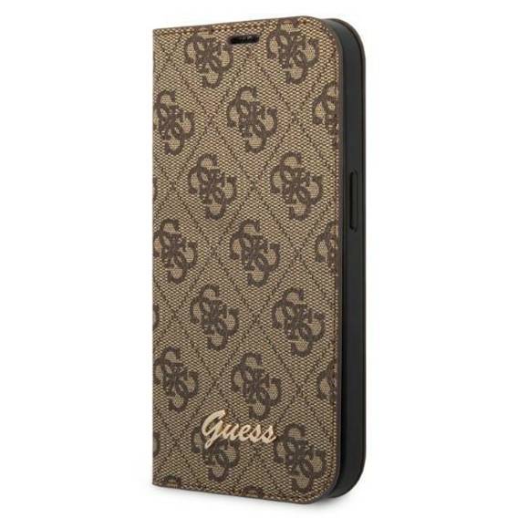 Oryginalne Etui IPHONE 14 PRO Guess Book 4G Vintage Gold Logo (GUBKP14LHG4SHW) brązowe