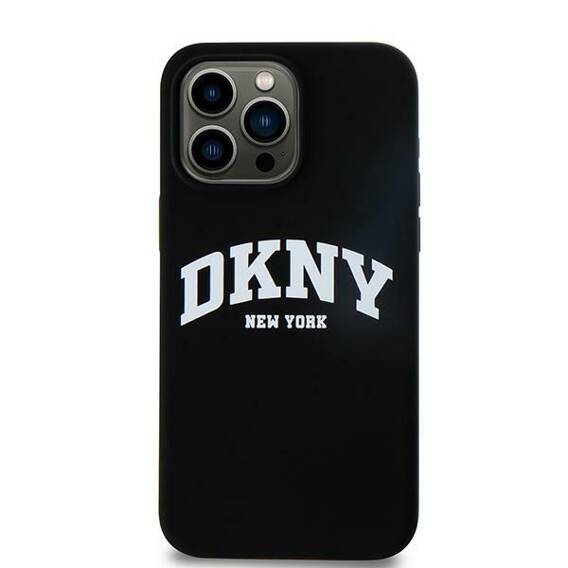 Oryginalne Etui IPHONE 16 PRO DKNY Hardcase Silicone White Printed Logo MagSafe (DKHMP16LSNYACH)