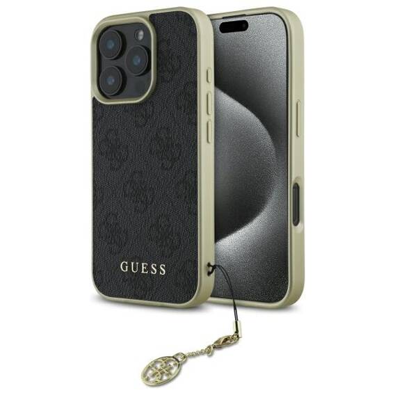 Oryginalne Etui IPHONE 16 PRO MAX Guess Hardcase 4G Charms Collection (GUHCP16XGF4GGR) czarne