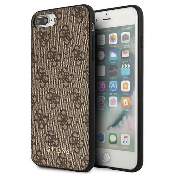 Oryginalne Etui IPHONE 7+ / 8+ Guess Hard Case 4G Metal Gold Logo (GUHCI8LG4GFBR) brązowe