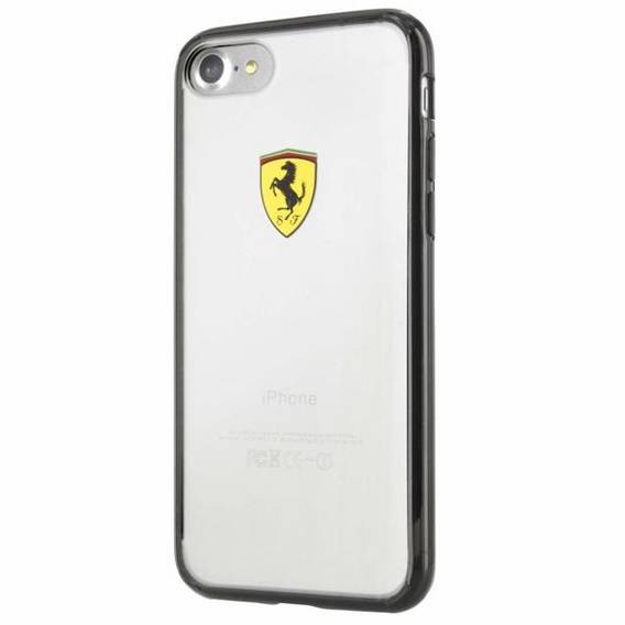 Oryginalne Etui IPHONE SE 2022 / SE 2020 / 7 / 8 Ferrari Hardcase Racing Shield (FEHCP7BK) transparentne