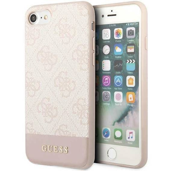 Oryginalne Etui IPHONE SE 2022 / SE 2020 / 7 / 8 Guess Hard Case 4G Stripe Collection (GUHCI8G4GLPI) różowe