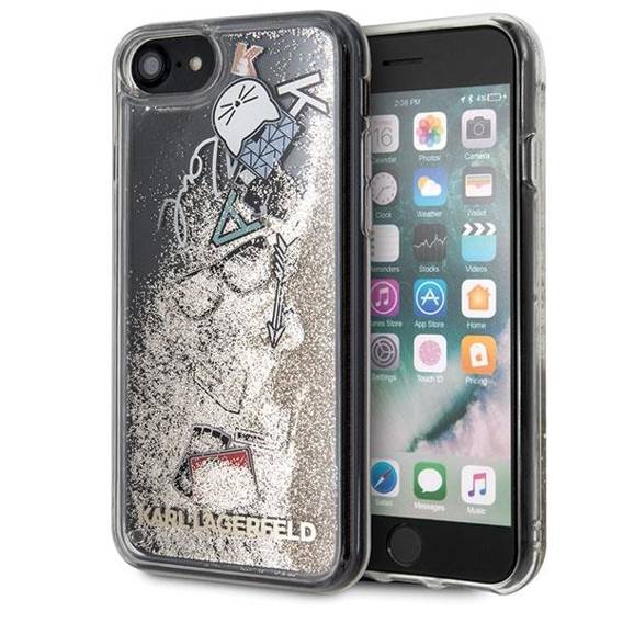 Oryginalne Etui IPHONE SE 2022 / SE 2020 / 7 / 8 Karl Lagerfeld Hard Case Iconic Liquid Glitter (KLHCI8KSICGO) złote