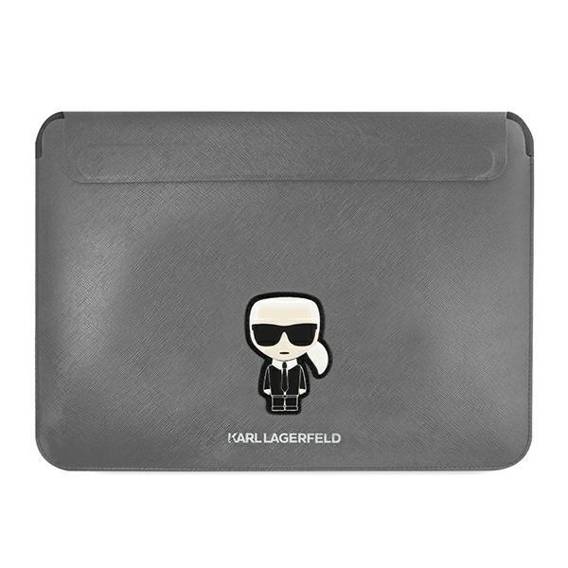 Oryginalne Etui LAPTOP 13" - 14" Karl Lagerfeld Sleeve Saffiano Ikonik Karl (KLCS14PISFG) srebrne