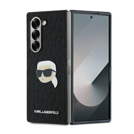 Oryginalne Etui SAMSUNG GALAXY Z FOLD 6 Karl Lagerfeld Hardcase Saffiano Monogram Karl Head Pin (KLHCZFD6PGKSKIHK) czarne