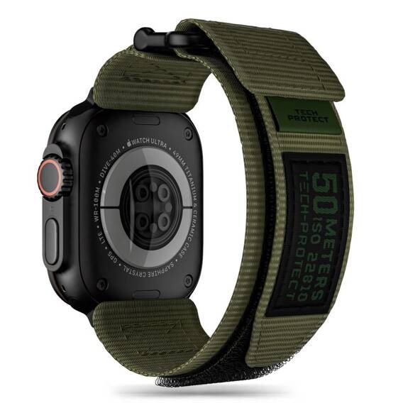 Pasek do APPLE WATCH 4 / 5 / 6 / 7 / 8 / 9 / SE / ULTRA 1 / 2 (42 / 44 / 45 / 49 MM) Tech-Protect Scout Pro Military Green ciemnozielone