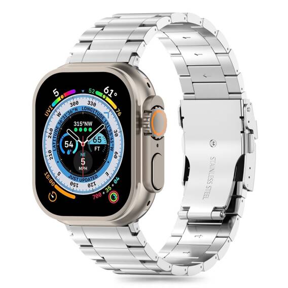 Pasek do APPLE WATCH 4 / 5 / 6 / 7 / 8 / 9 / SE / ULTRA 1 / 2 (42 / 44 / 45 / 49 MM) Tech-Protect Stainless Pro srebrne