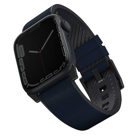 Pasek do APPLE WATCH 4 / 5 / 6 / 7 / 8 / SE (42 / 44 / 45 MM) UNIQ Straden Leather Hybrid Strap niebieskie