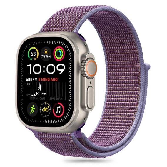 Pasek do APPLE WATCH 6 / 7 / 8 / 9 / 10 / SE / ULTRA 1 / 2 (44 / 45 / 46 / 49 MM) Tech-Protect Nylon liliowe