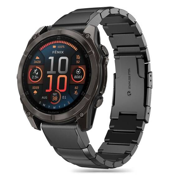 Pasek do GARMIN FENIX 5 / 6 / 6 PRO / 7 / 8 / E (47MM) Tech-Protect Steelband czarne