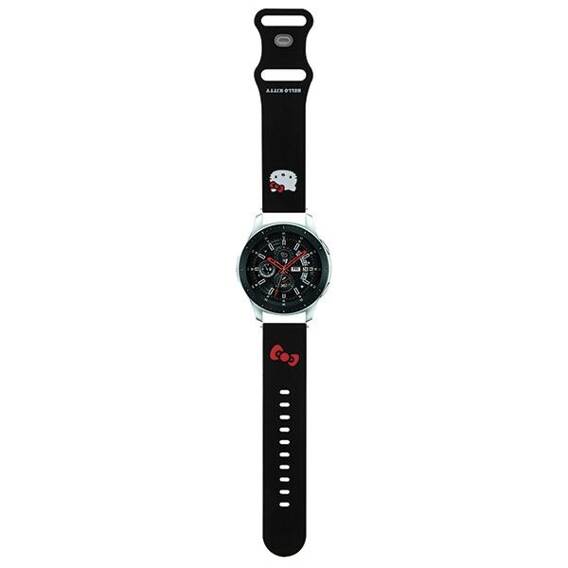 Pasek do SAMSUNG GALAXY WATCH (46MM) / SAMSUNG GEAR S3 (46MM) / HUAWEI WATCH GT / GT 2 / GT 2 PRO / GT 3 / GT 3 PRO (46MM) Hello Kitty Strap Silicone Kitty Head (HKUWLSCHBLK) czarne