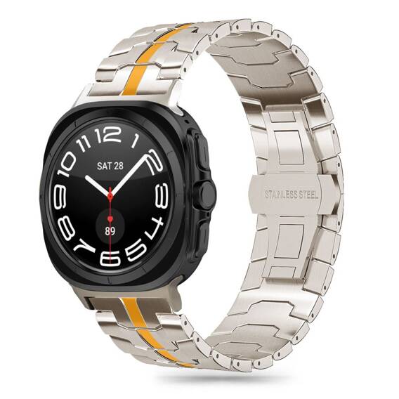 Pasek do SAMSUNG GALAXY WATCH ULTRA (47MM) Tech-Protect Stainless Line Titanium pomarańczowe