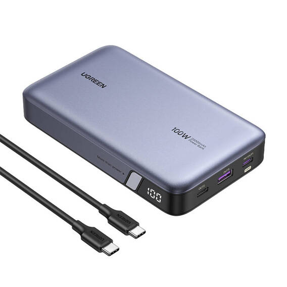 Powerbank 20000mAh 100W PD  USB + 2x USB-C UGREEN PB720 szary