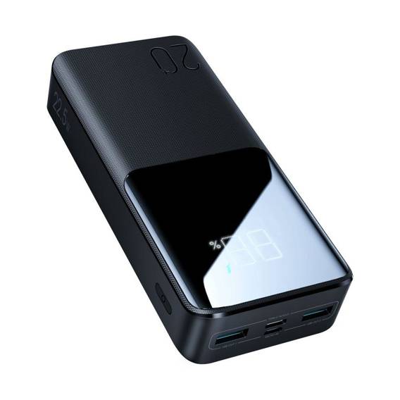Powerbank 20000mAh 22,5W 2xUSB QC3.0 + USB-C PD3.0 + Micro USB Wyświetlacz LED Bateria Zewnętrzna Fast Charge JOYROOM JR-QP192 czarny