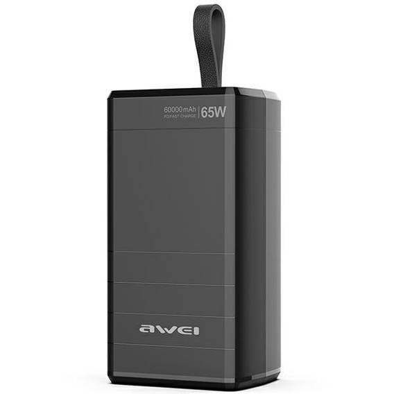 Powerbank 60000mAh 65W USB + 2xPD Wyświetlacz AWEI (P171K) czarny