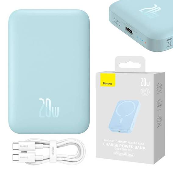 Powerbank 6000mAh 20W Baseus Magnetic Mini niebieski