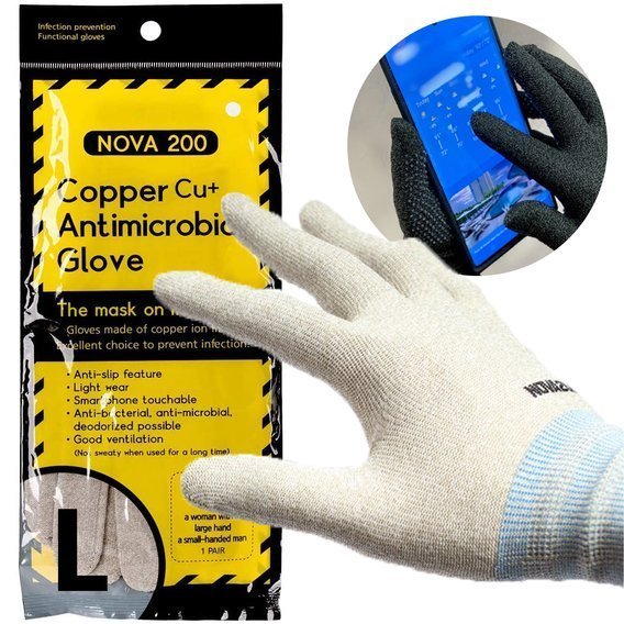 Rękawiczki Antybakteryjne Obsługa Telefonu NOVA Gloves 200 białe Rozm. L