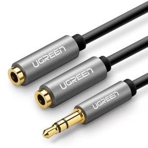 Rozdzielacz audio AUX UGREEN kabel jack 3,5 mm, 20cm (szary)