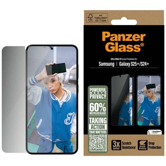 Szkło Hartowane 5D SAMSUNG GALAXY S25+ PanzerGlass Privacy Screen Protector Ultra-Wide Fit