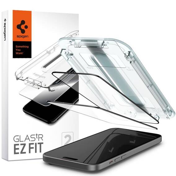 Szkło Hartowane APPLE IPHONE 15 PLUS Spigen Glas.tr "EZ Fit" FC 2-pack czarne