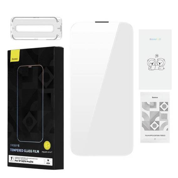 Szkło Hartowane IPHONE 13 / 13 PRO / 14 Baseus Corning HD 0.4mm + Zestaw Czyszczący