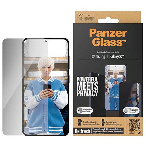 Szkło Hartowane SAMSUNG GALAXY S24 PanzerGlass Ultra-Wide Fit Privacy Screen Protection Easy Aligner Included Prywatyzujące (P7350)