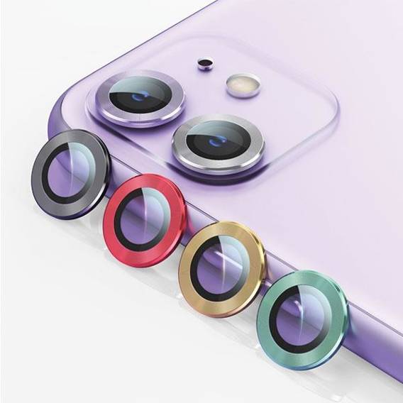 Szkło Hartowane na Aparat IPHONE 11 PRO MAX USAMS Camera Lens Glass Metal Ring szare