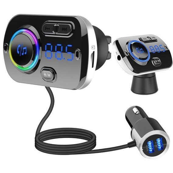 Transmiter FM (Bluetooth 5.0 + EDR + microSD + USB) z funkcją ładowania 2x USB 2.4A QC 3.0 Quick Charge BC49AQ czarny