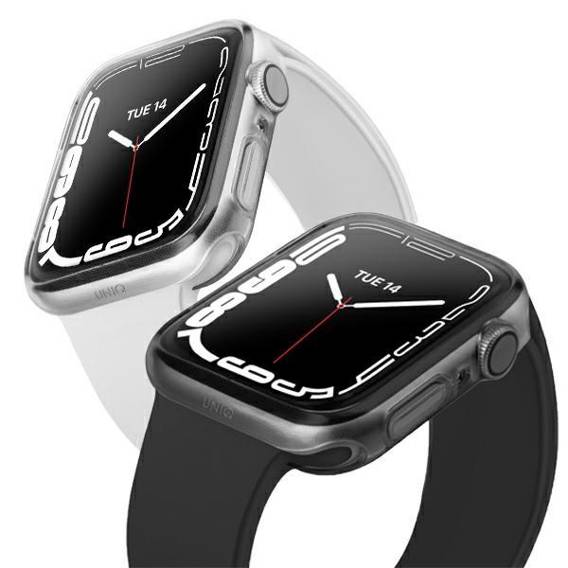 UNIQ etui Glase Apple Watch Series 7 45mm. Dual Pack przezroczysty-dymny/clear-smoke