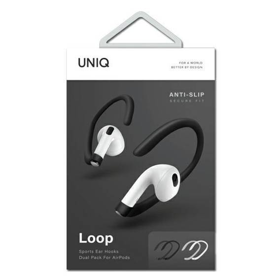 UNIQ nakładki Loop Sports Ear Hooks AirPods biały-czarny/white-black dual pack