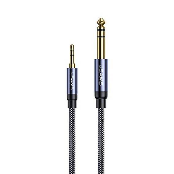 USAMS Adapter audio jack 3,5mm - 6,35mm 1.2m czarny/black SJ539YP01 (US-SJ539)