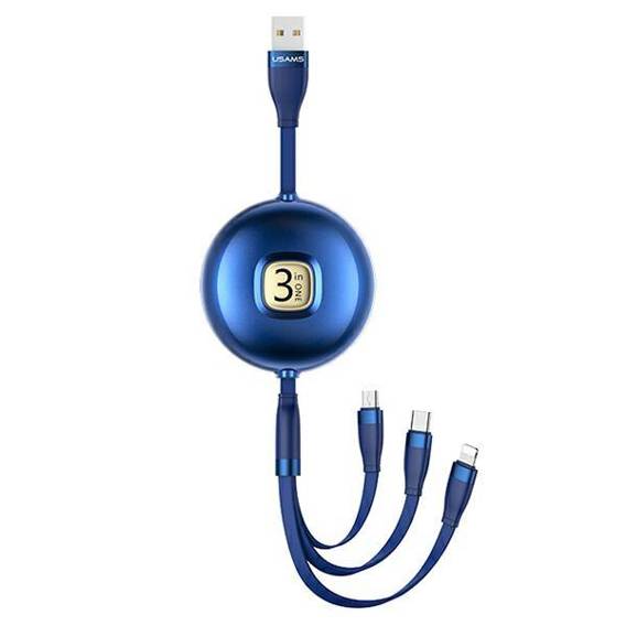 USAMS Kabel U69 3w1 1m niebieski/blue (lightning/microUSB/USB-C) SJ508USB02 (US-SJ508)
