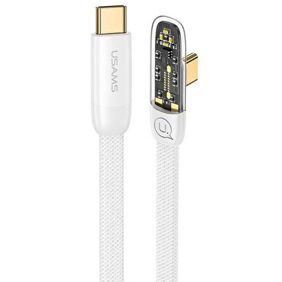 USAMS Kabel kątowy USB-C na USB-C PD 100W Fast Charging Iceflake Series 1,2m biały/white SJ584USB02 (US-SJ584)