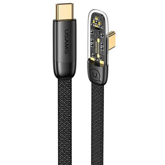 USAMS Kabel kątowy USB-C na USB-C PD 100W Fast Charging Iceflake Series 1,2m czarny/black SJ584USB01 (US-SJ584)