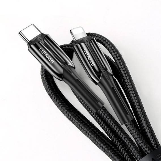 USAMS Kabel pleciony U42 USB-C na Lightn ing 30W PD Fast Charge 1.2m czarny/black SJ401USB01 (US-SJ401)