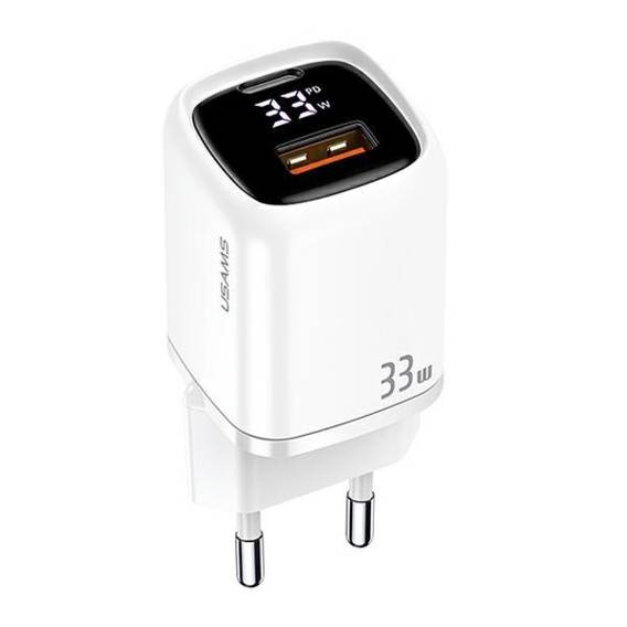 USAMS Ład. siec. 1xUSB-C+1xUSB T46 33W (only head) PD3.0 +QC3.0 Fast Charging biały/white CC152TC02 (US-CC152)