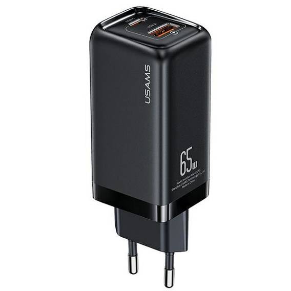 USAMS Ład. siec. 1xUSB-C+1xUSB T47 65W PD Fast Charging Super Si czarny/black CC153TC01  (US-CC153)