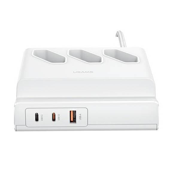 USAMS Listwa zasilająca 65W Super Si Fast Charging USB Extension Socket EU biały/white CC160TC01 (US-CC160)
