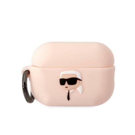 Etui APPLE AIRPODS PRO 2 Karl Lagerfeld Silicone Karl Head 3D jasny róż