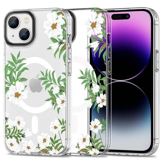 Etui APPLE IPHONE 15 Tech-Protect MagMood MagSafe Spring Daisy transparentne