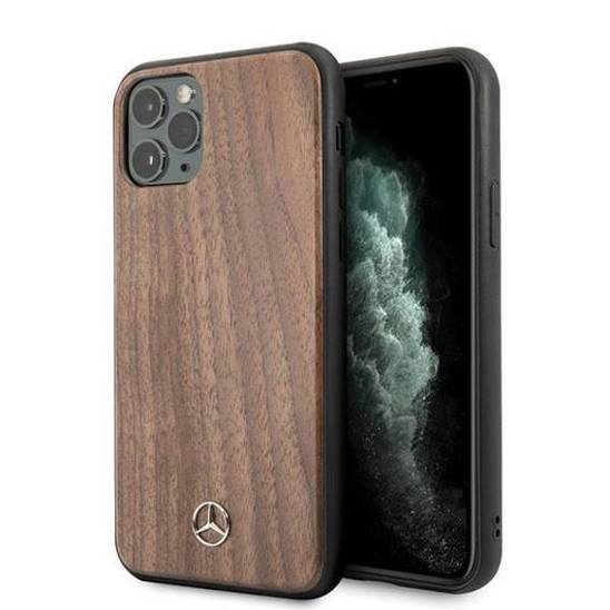 Etui IPHONE 11 PRO MAX Mercedes Hard Case Wood Line Walnut (MEHCN65VWOLB) brązowe