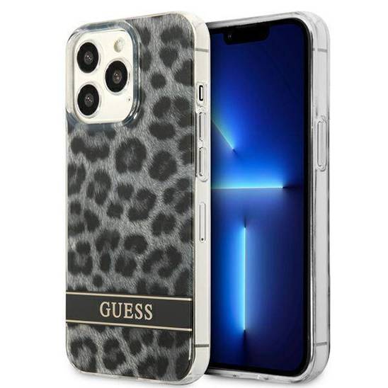 Etui IPHONE 13 PRO Guess Hardcase Leopard (GUHCP13LHSLEOK) szare