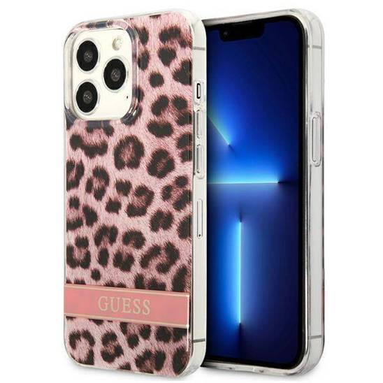 Etui IPHONE 13 PRO MAX Guess Hardcase Leopard (GUHCP13XHSLEOP) różowe