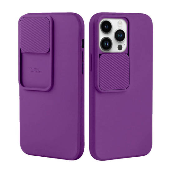 Etui IPHONE 14 PRO Silikonowe z Osłoną na Aparat Nexeri Silicone Lens fioletowe