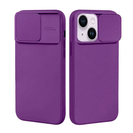 Etui IPHONE 14 Silikonowe z Osłoną na Aparat Nexeri Silicone Lens ciemny fiolet