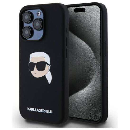 Etui IPHONE 15 PRO MAX Karl Lagerfeld Hardcase Silicone Karl Head Print MagSafe (KLHMP15XSKHPPLK) czarne