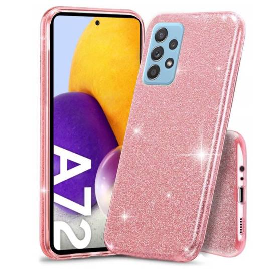 Etui SAMSUNG GALAXY A72 Brokat Glitter różowe