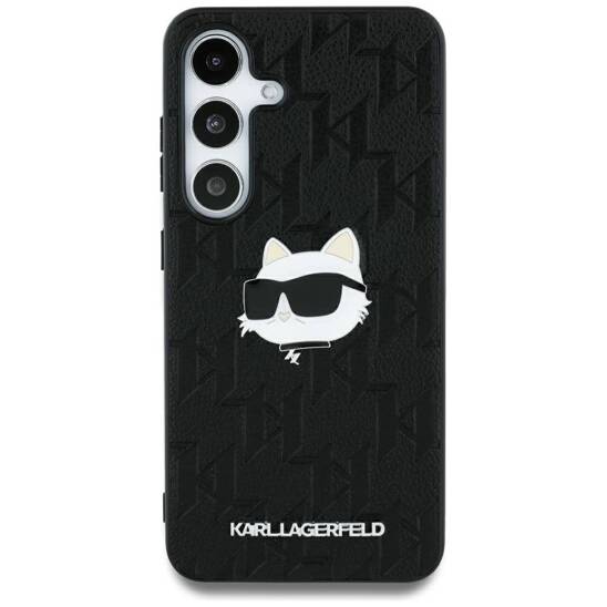 Etui SAMSUNG GALAXY S25 ULTRA Karl Lagerfeld Leather Monogram Pin Logo Choupette Head czarne